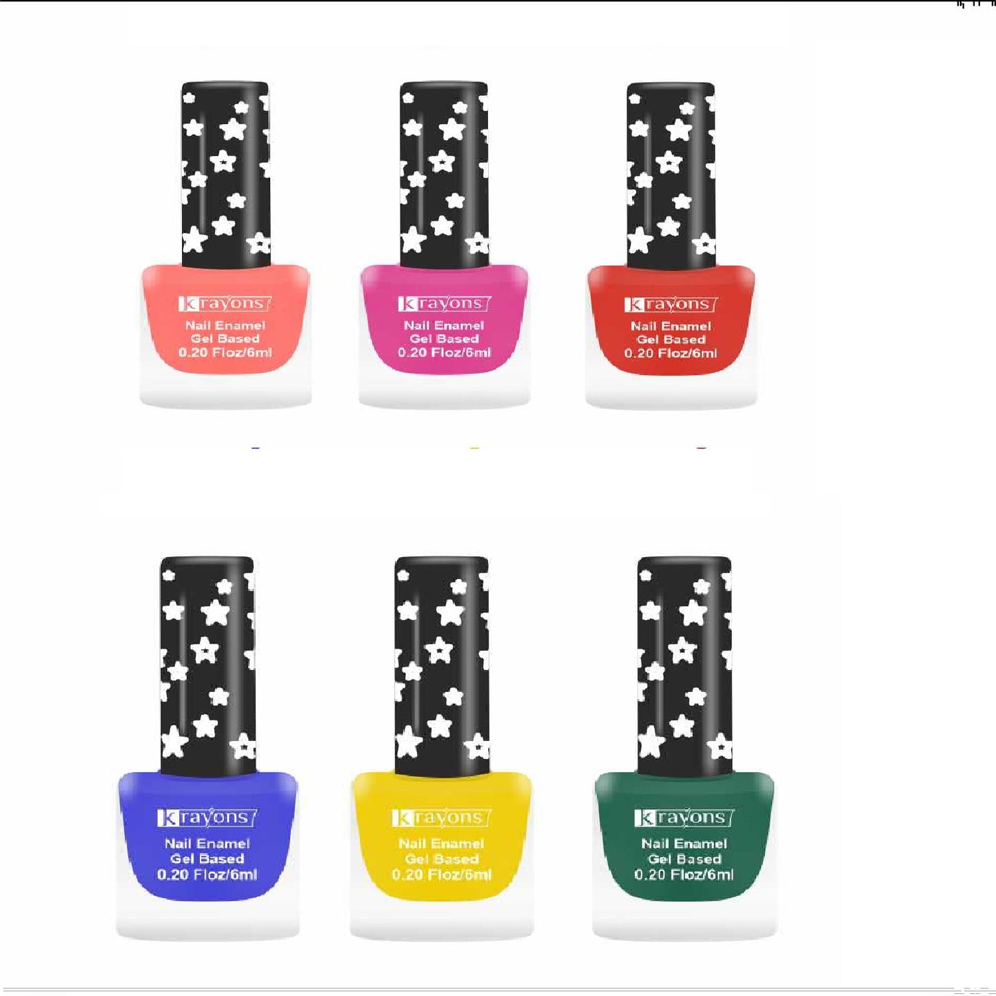 Krayons Cute Super Matte Finish Nail Enamel, Quick Dry, LongLasting, Multicolor, 6ml Each (Pack of 6)