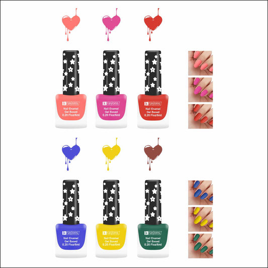Krayons Cute Super Matte Finish Nail Enamel, Quick Dry, LongLasting, Multicolor, 6ml Each (Pack of 6)