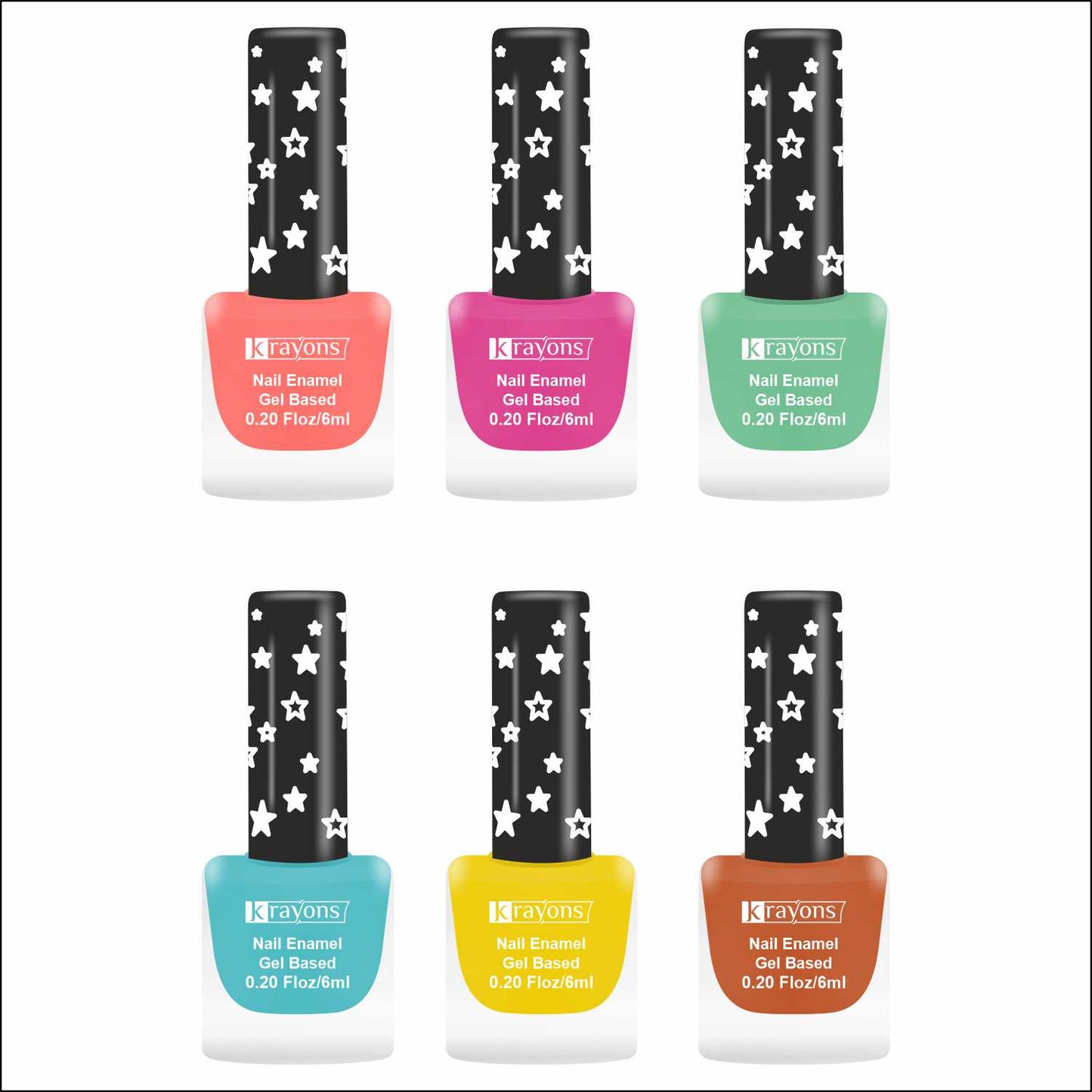 Krayons Cute Super Matte Finish Nail Enamel, Quick Dry, LongLasting, Multicolor, 6ml Each (Pack of 6)