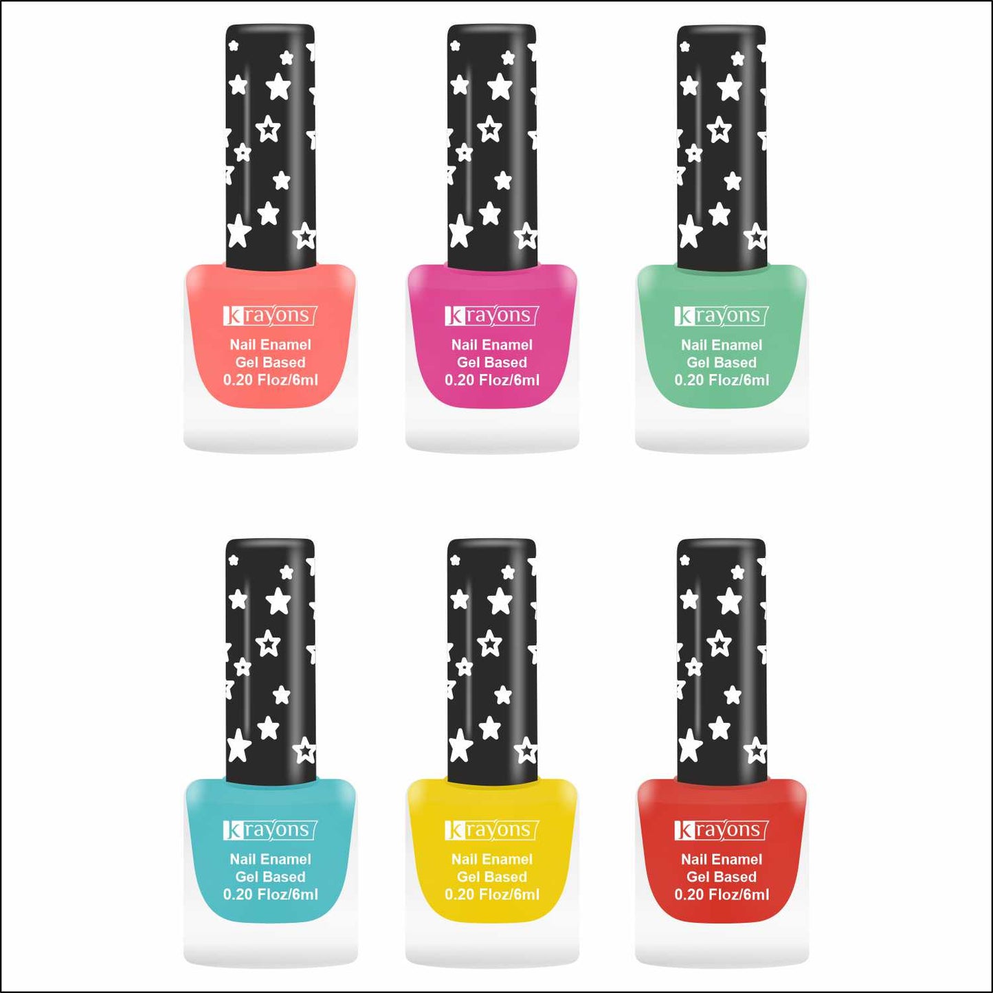 Krayons Cute Super Matte Finish Nail Enamel, Quick Dry, LongLasting, Multicolor, 6ml Each (Pack of 6)
