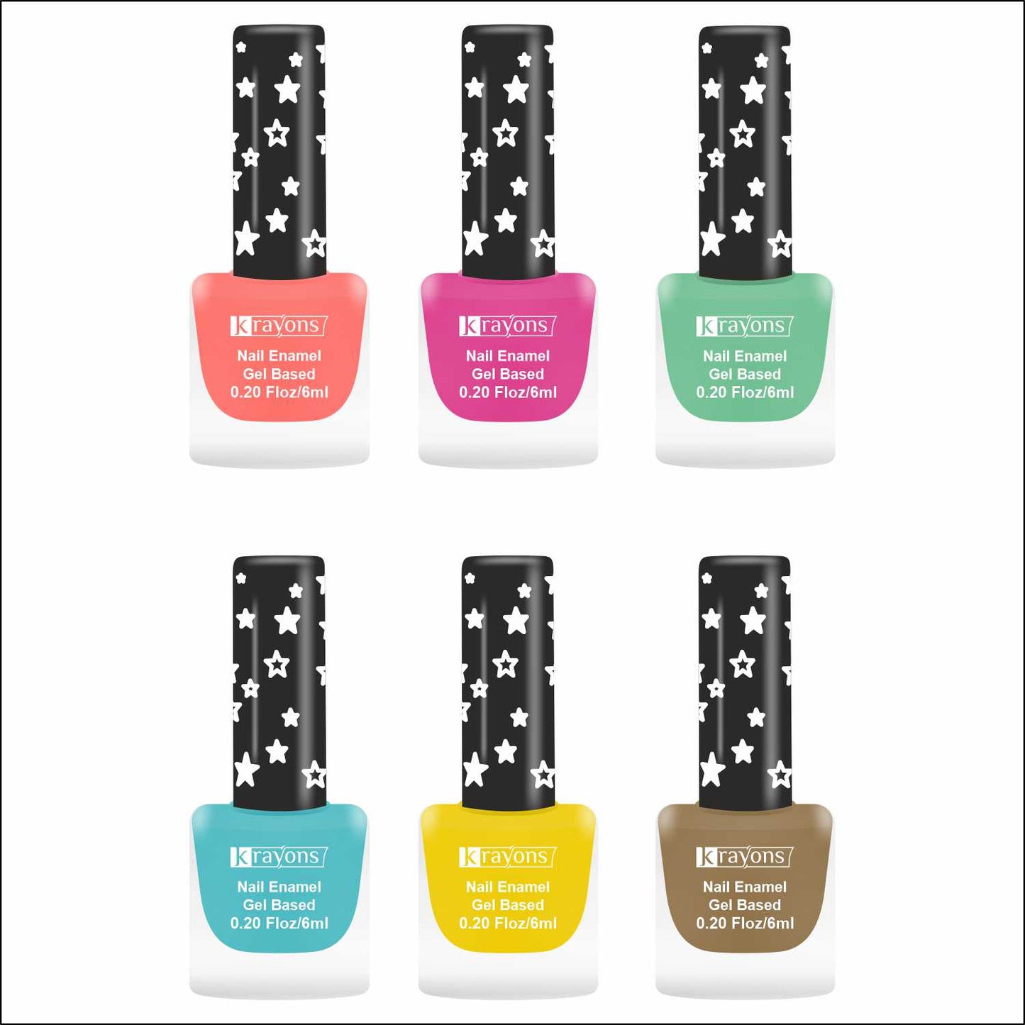 Krayons Cute Super Matte Finish Nail Enamel, Quick Dry, LongLasting, Multicolor, 6ml Each (Pack of 6)