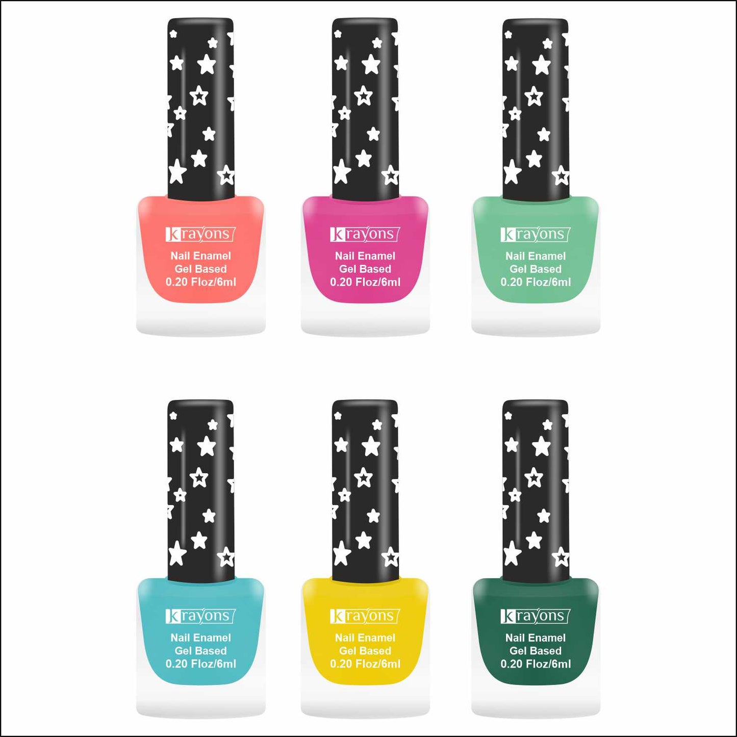 Krayons Cute Super Matte Finish Nail Enamel, Quick Dry, LongLasting, Multicolor, 6ml Each (Pack of 6)