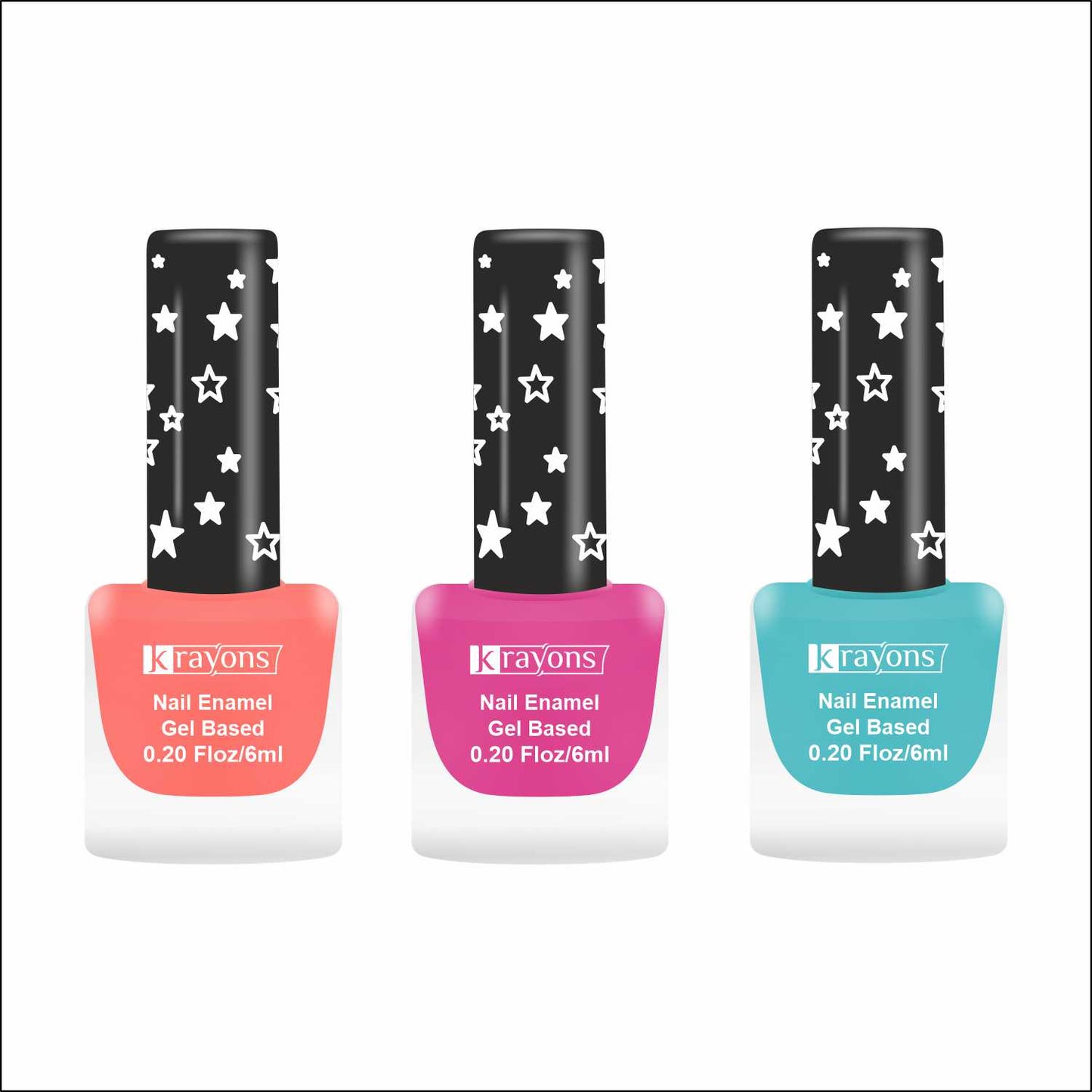 Krayons Cute Super Matte Finish Nail Enamel, Quick Dry, LongLasting, Blossom Peach, Hot Pink, Cyan Matte, 6ml Each (Pack of 3)