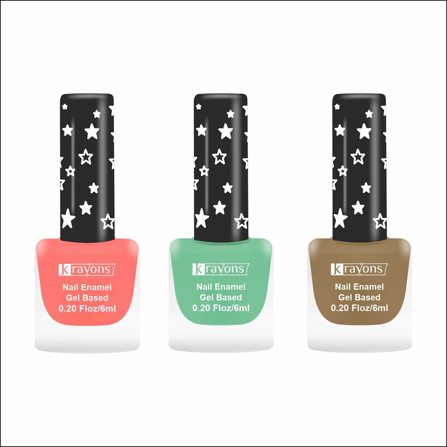 Krayons Cute Super Matte Finish Nail Enamel, Quick Dry, LongLasting, Blossom Peach, Mint Green, Nude Beige, 6ml Each (Pack of 3)