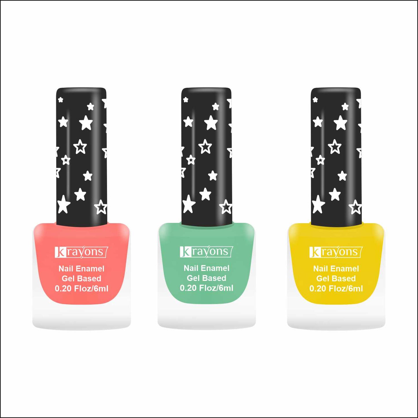 Krayons Cute Super Matte Finish Nail Enamel, Quick Dry, LongLasting, Blossom Peach, Mint Green, Lemon Yellow, 6ml Each (Pack of 3)
