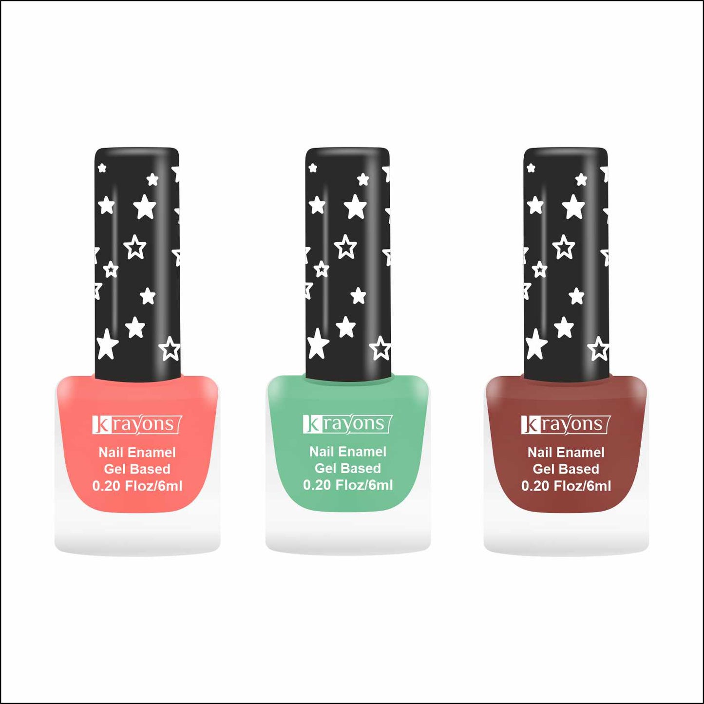 Krayons Cute Super Matte Finish Nail Enamel, Quick Dry, LongLasting, Blossom Peach, Mint Green, Chestnut Matte, 6ml Each (Pack of 3)