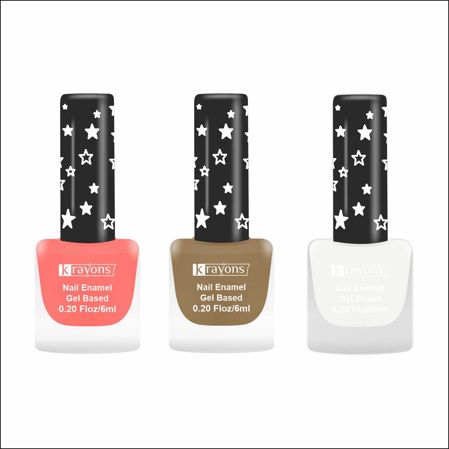 Krayons Cute Super Matte Finish Nail Enamel, Quick Dry, LongLasting, Blossom Peach, Nude Beige, Snow White, 6ml Each (Pack of 3)