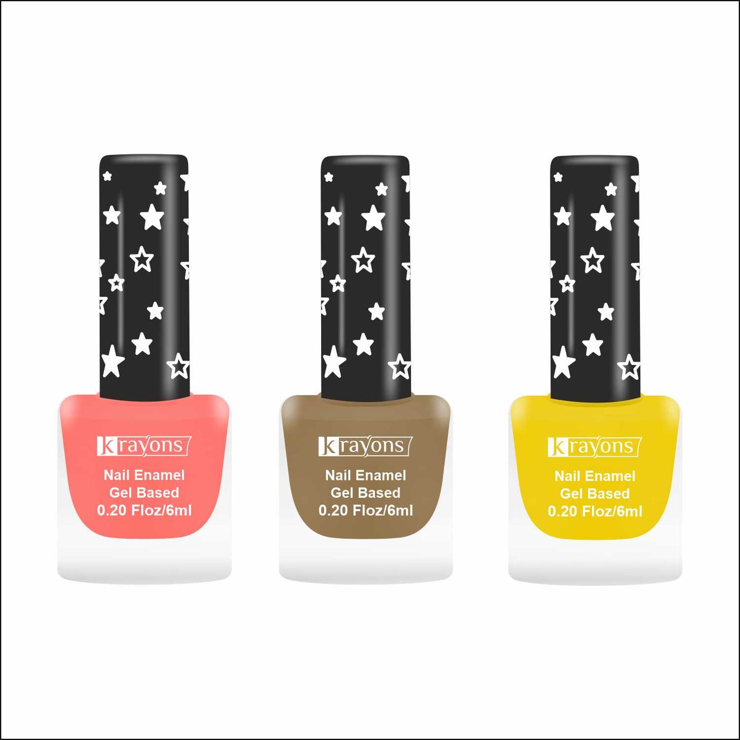 Krayons Cute Super Matte Finish Nail Enamel, Quick Dry, LongLasting, Blossom Peach, Nude Beige, Lemon Yellow, 6ml Each (Pack of 3)