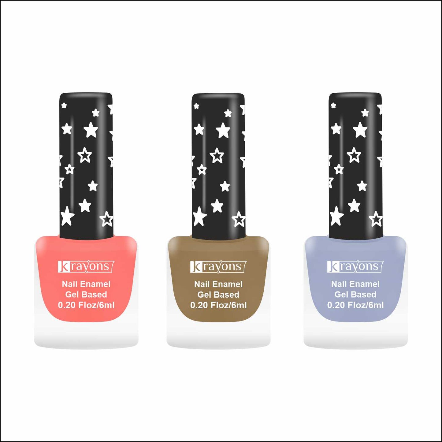 Krayons Cute Super Matte Finish Nail Enamel, Quick Dry, LongLasting, Blossom Peach, Nude Beige, Ice Matte, 6ml Each (Pack of 3)