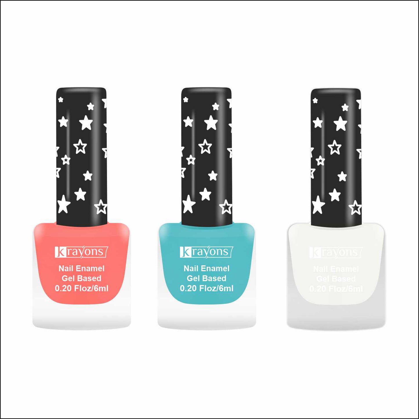 Krayons Cute Super Matte Finish Nail Enamel, Quick Dry, LongLasting, Blossom Peach, Cyan Matte, Snow White, 6ml Each (Pack of 3)