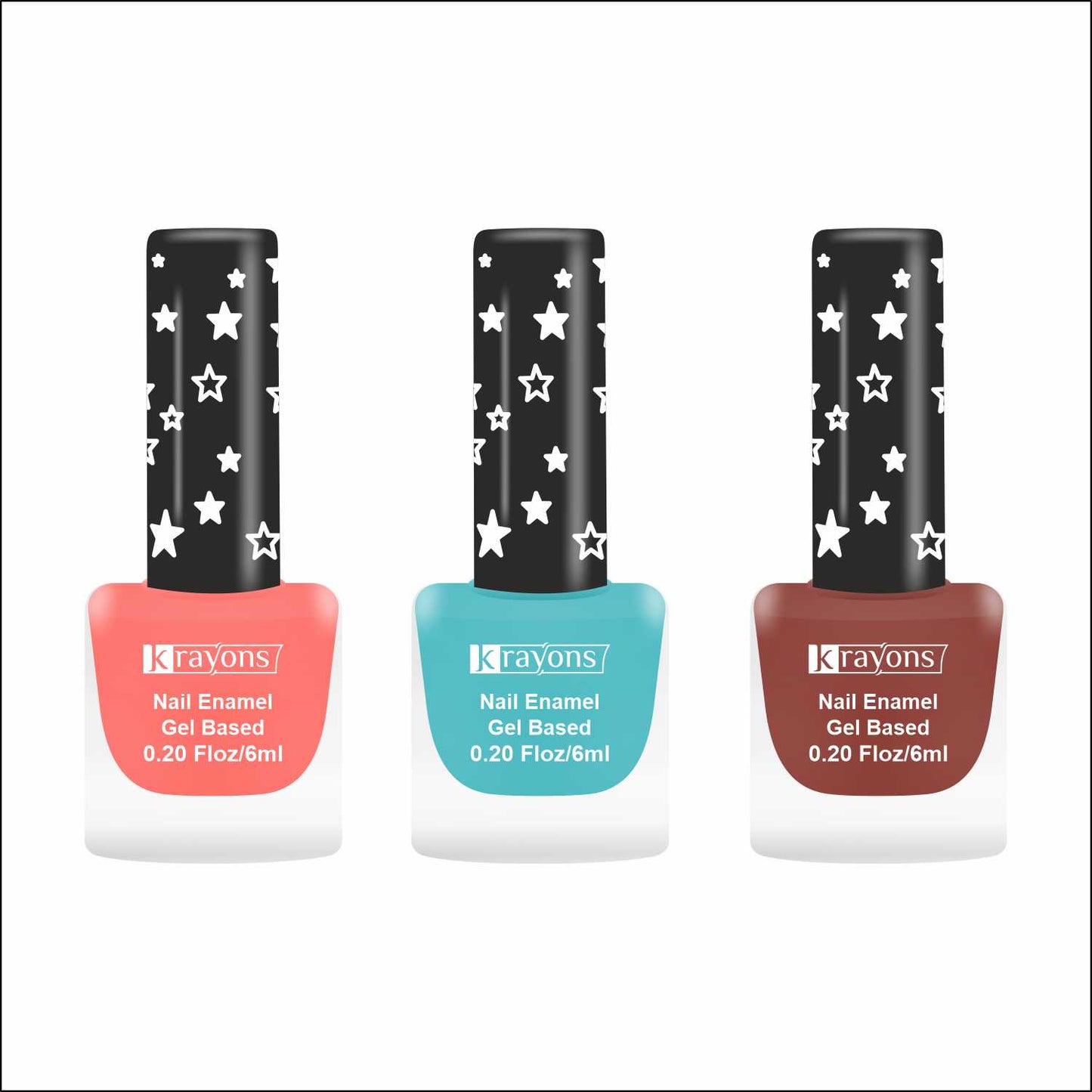 Krayons Cute Super Matte Finish Nail Enamel, Quick Dry, LongLasting, Blossom Peach, Cyan Matte, Chestnut Matte, 6ml Each (Pack of 3)
