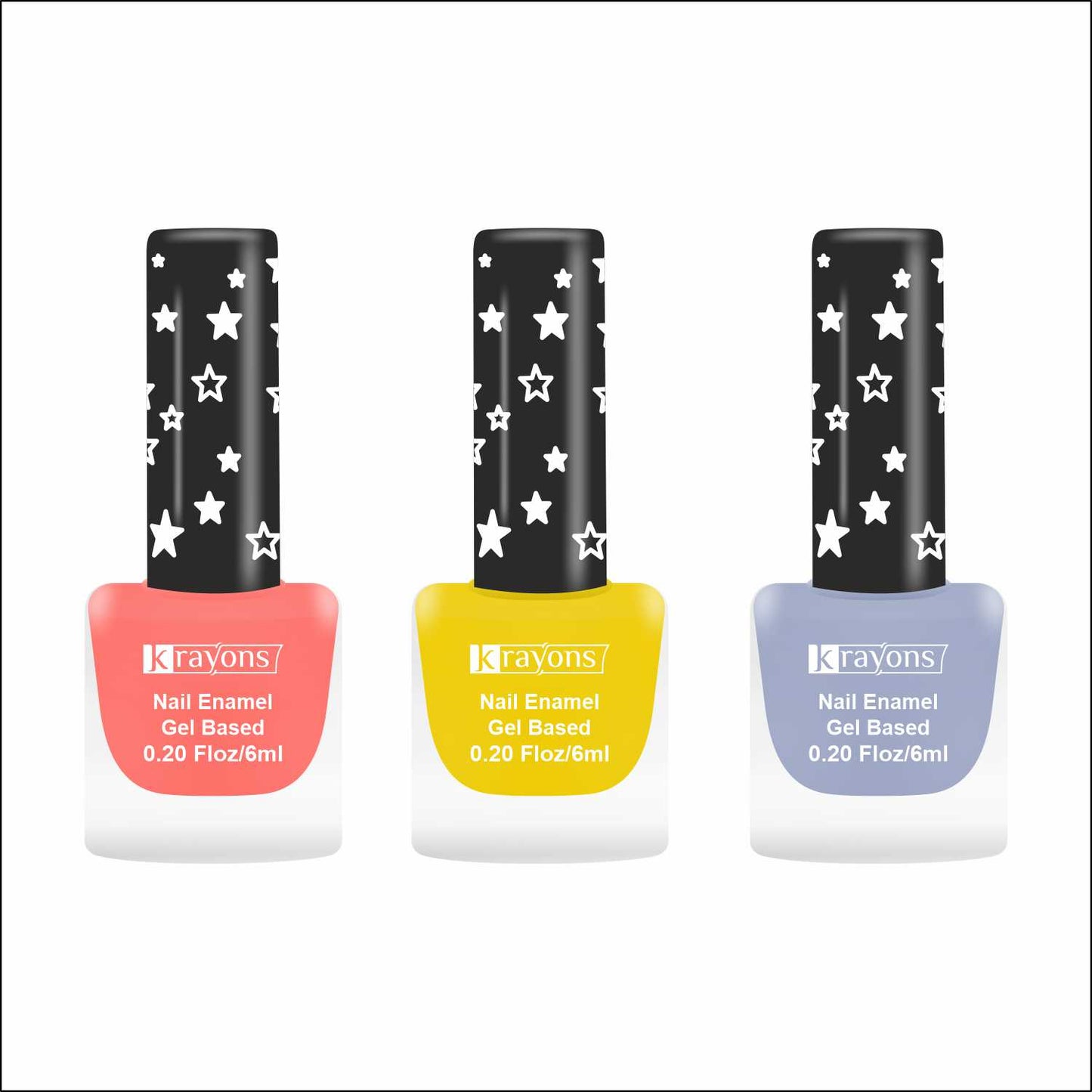 Krayons Cute Super Matte Finish Nail Enamel, Quick Dry, LongLasting, Blossom Peach, Lemon Yellow, Ice Matte, 6ml Each (Pack of 3)