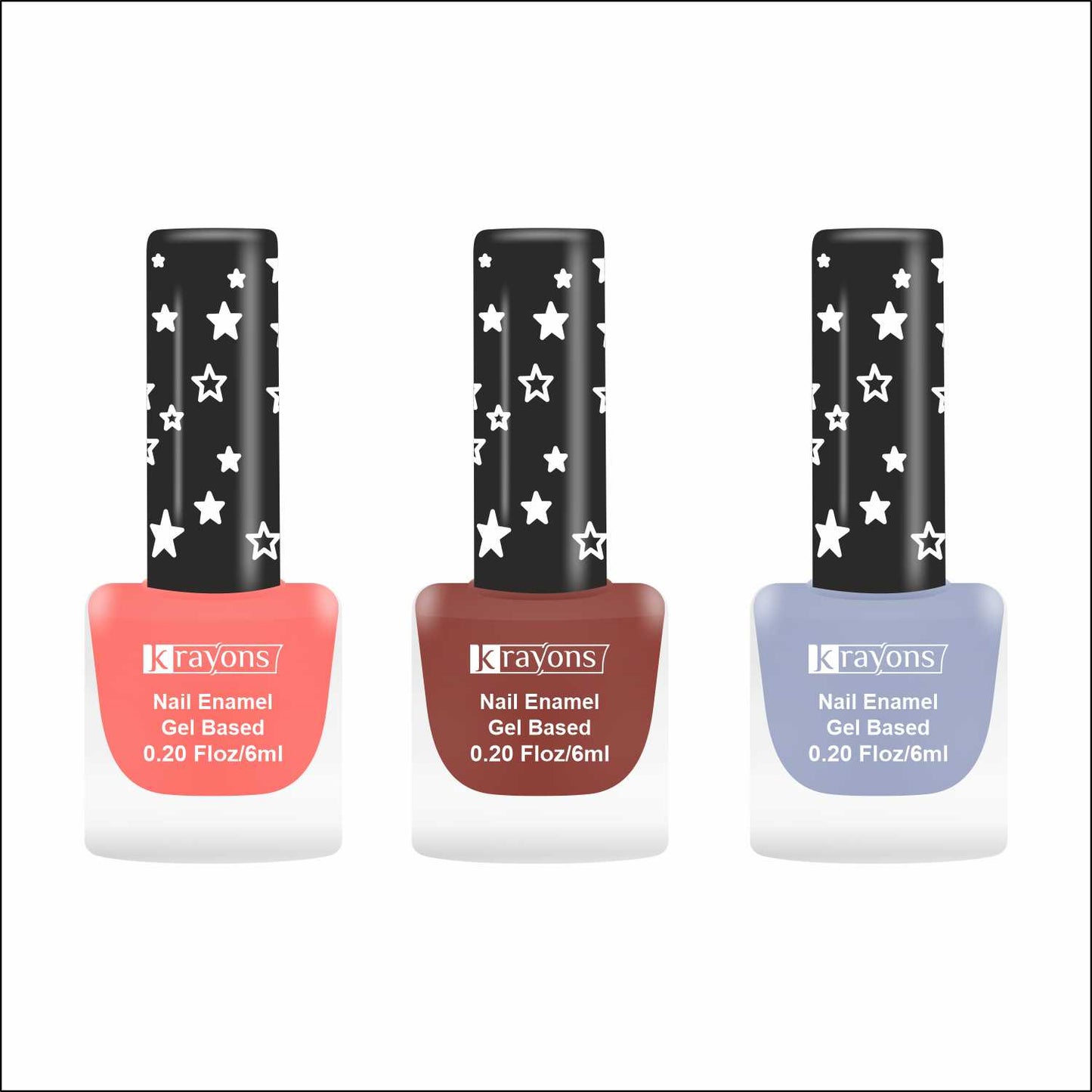Krayons Cute Super Matte Finish Nail Enamel, Quick Dry, LongLasting, Blossom Peach, Chestnut Matte, Ice Matte, 6ml Each (Pack of 3)