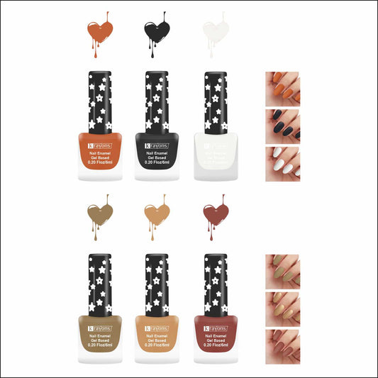 Krayons Cute Super Matte Finish Nail Enamel, Quick Dry, LongLasting, Multicolor, 6ml Each (Pack of 6)