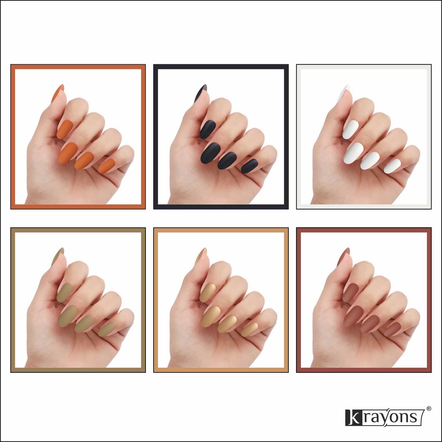 Krayons Cute Super Matte Finish Nail Enamel, Quick Dry, LongLasting, Multicolor, 6ml Each (Pack of 6)