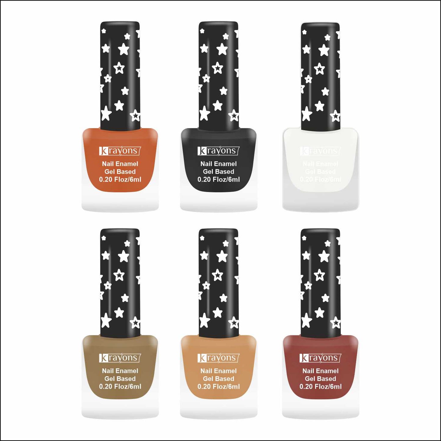 Krayons Cute Super Matte Finish Nail Enamel, Quick Dry, LongLasting, Multicolor, 6ml Each (Pack of 6)