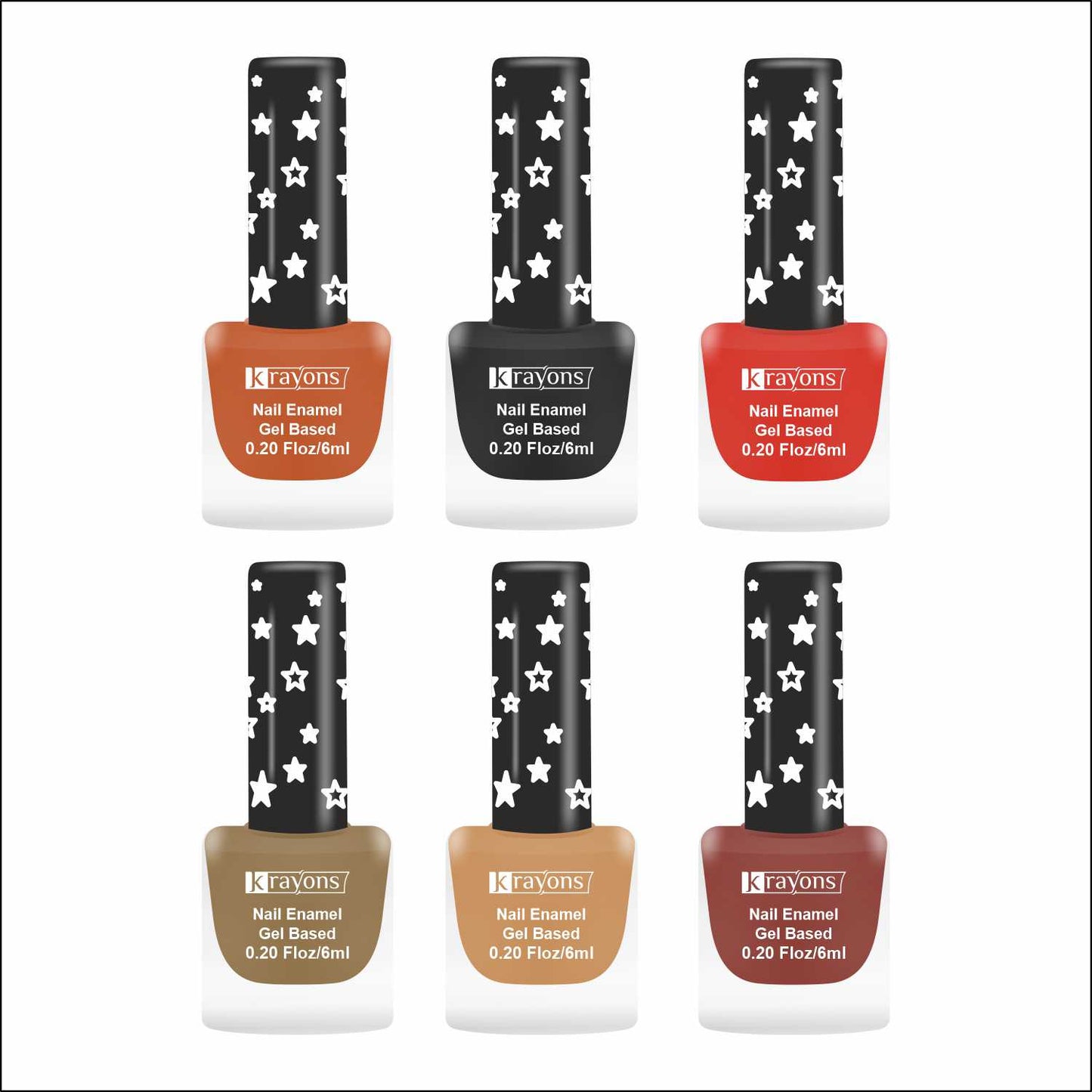Krayons Cute Super Matte Finish Nail Enamel, Quick Dry, LongLasting, Multicolor, 6ml Each (Pack of 6)