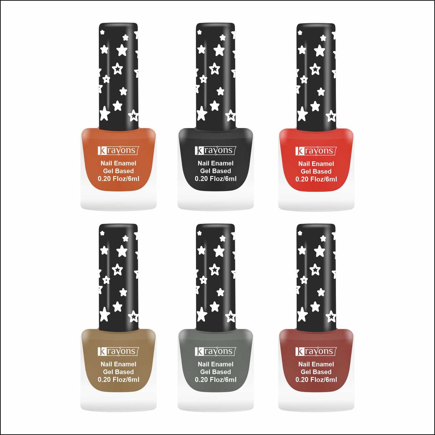 Krayons Cute Super Matte Finish Nail Enamel, Quick Dry, LongLasting, Multicolor, 6ml Each (Pack of 6)