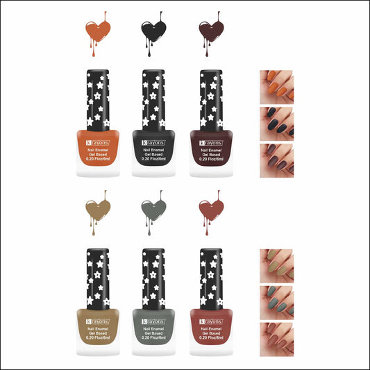 Krayons Cute Super Matte Finish Nail Enamel, Quick Dry, LongLasting, Multicolor, 6ml Each (Pack of 6)