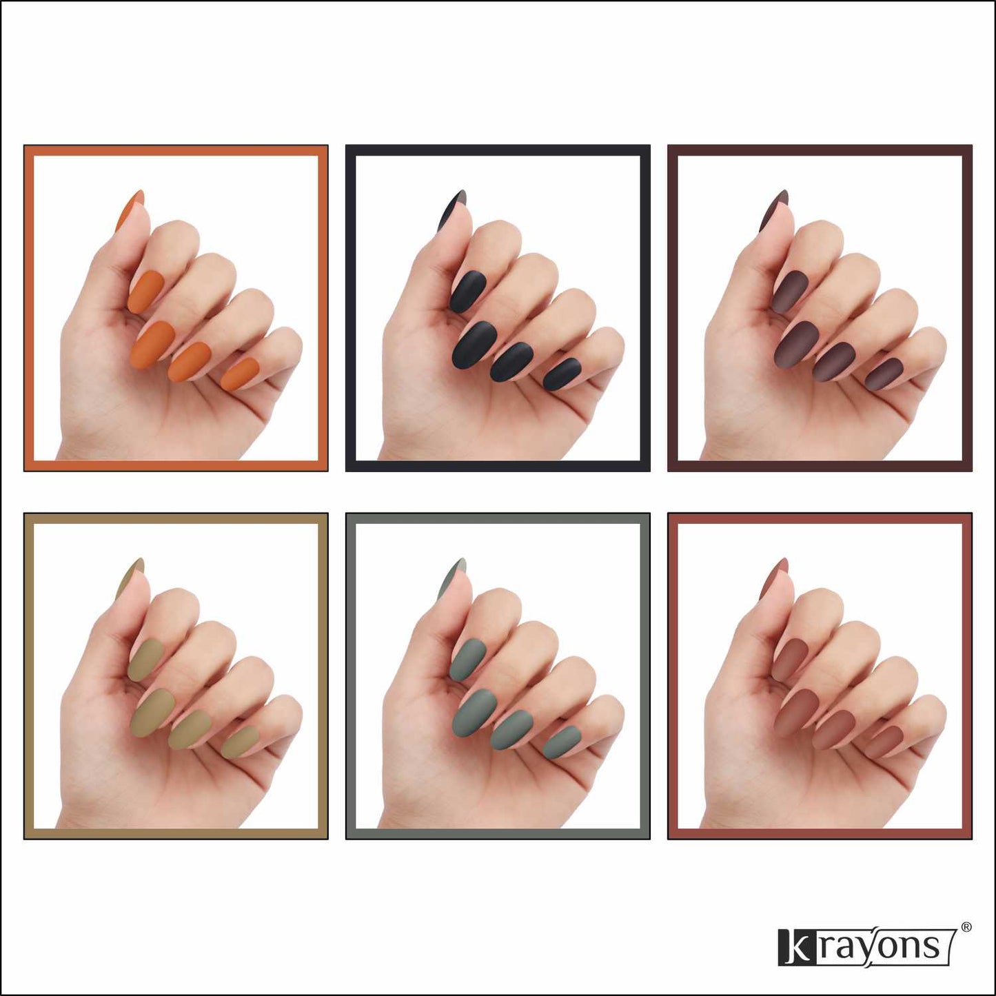 Krayons Cute Super Matte Finish Nail Enamel, Quick Dry, LongLasting, Multicolor, 6ml Each (Pack of 6)