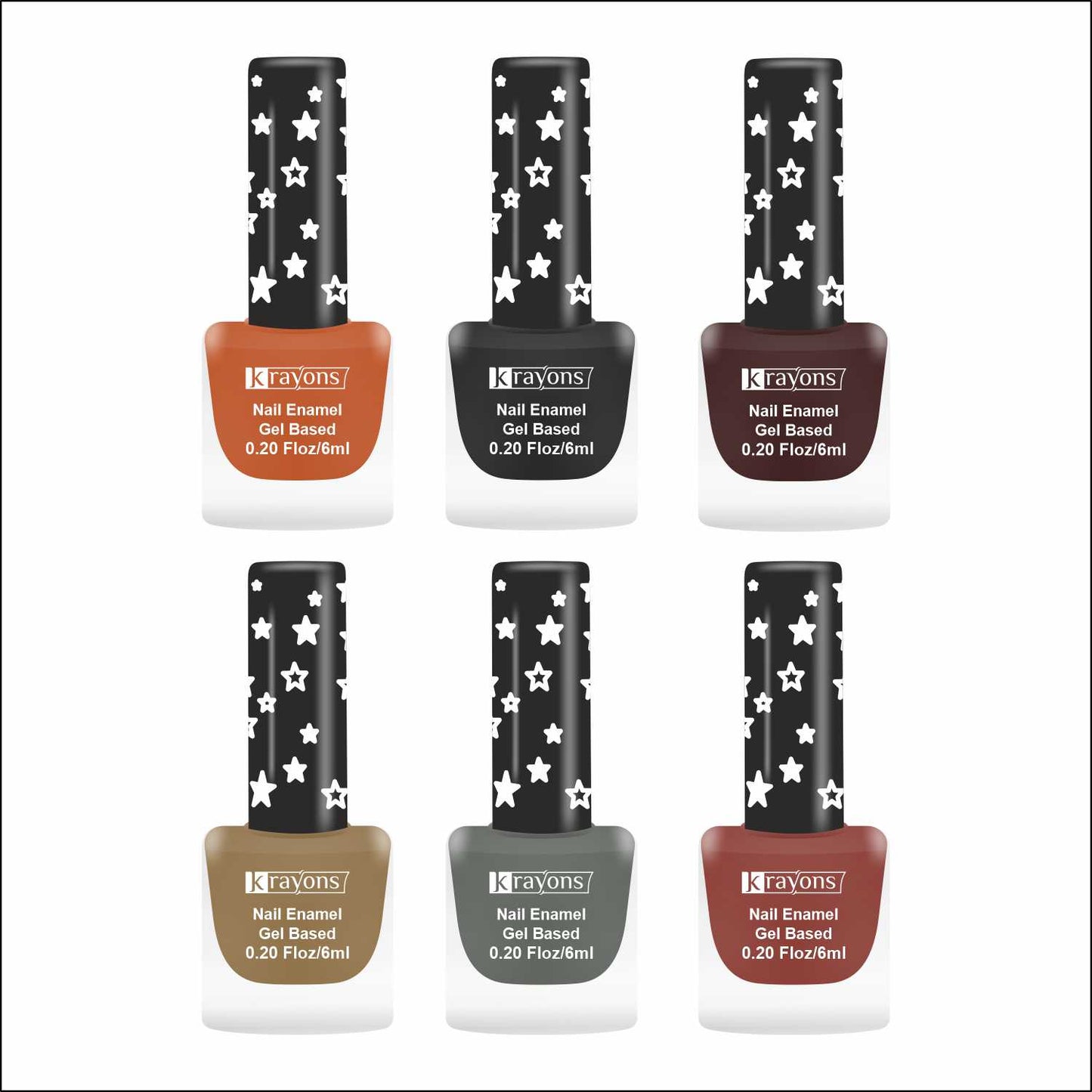 Krayons Cute Super Matte Finish Nail Enamel, Quick Dry, LongLasting, Multicolor, 6ml Each (Pack of 6)