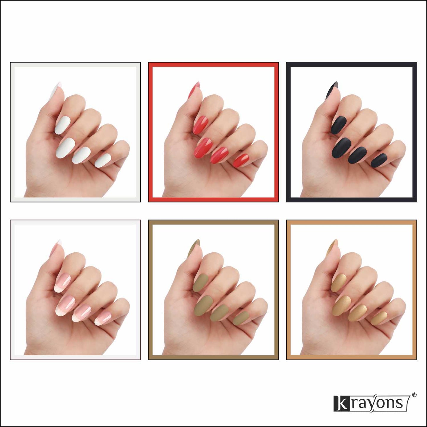 Krayons Cute Super Matte Finish Nail Enamel, Quick Dry, LongLasting, Multicolor, 6ml Each (Pack of 6)