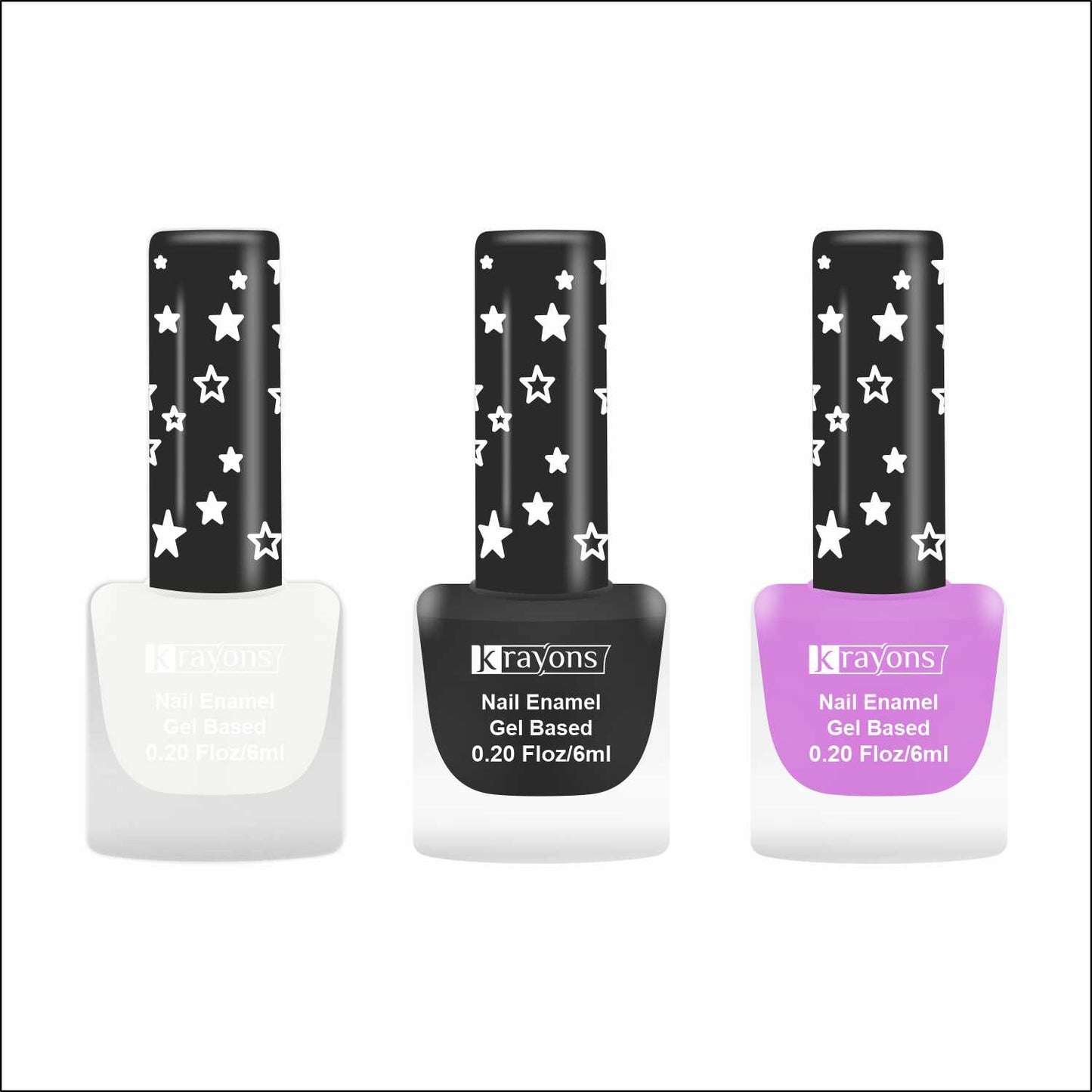Krayons Cute Super Matte Finish Nail Enamel, Quick Dry, LongLasting, Snow White, Black Magnet, Plum Matte, 6ml Each (Pack of 3)