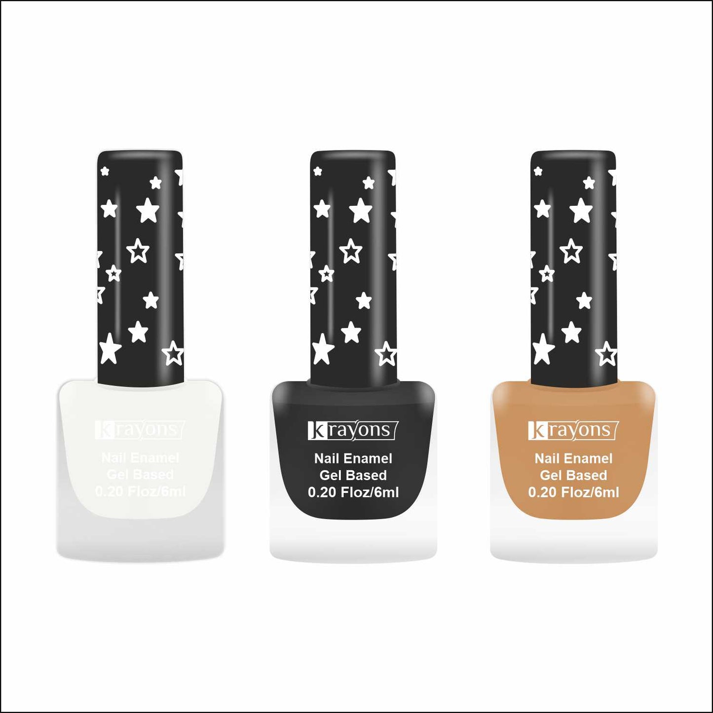 Krayons Cute Super Matte Finish Nail Enamel, Quick Dry, LongLasting, Snow White, Black Magnet, Golden Matte, 6ml Each (Pack of 3)
