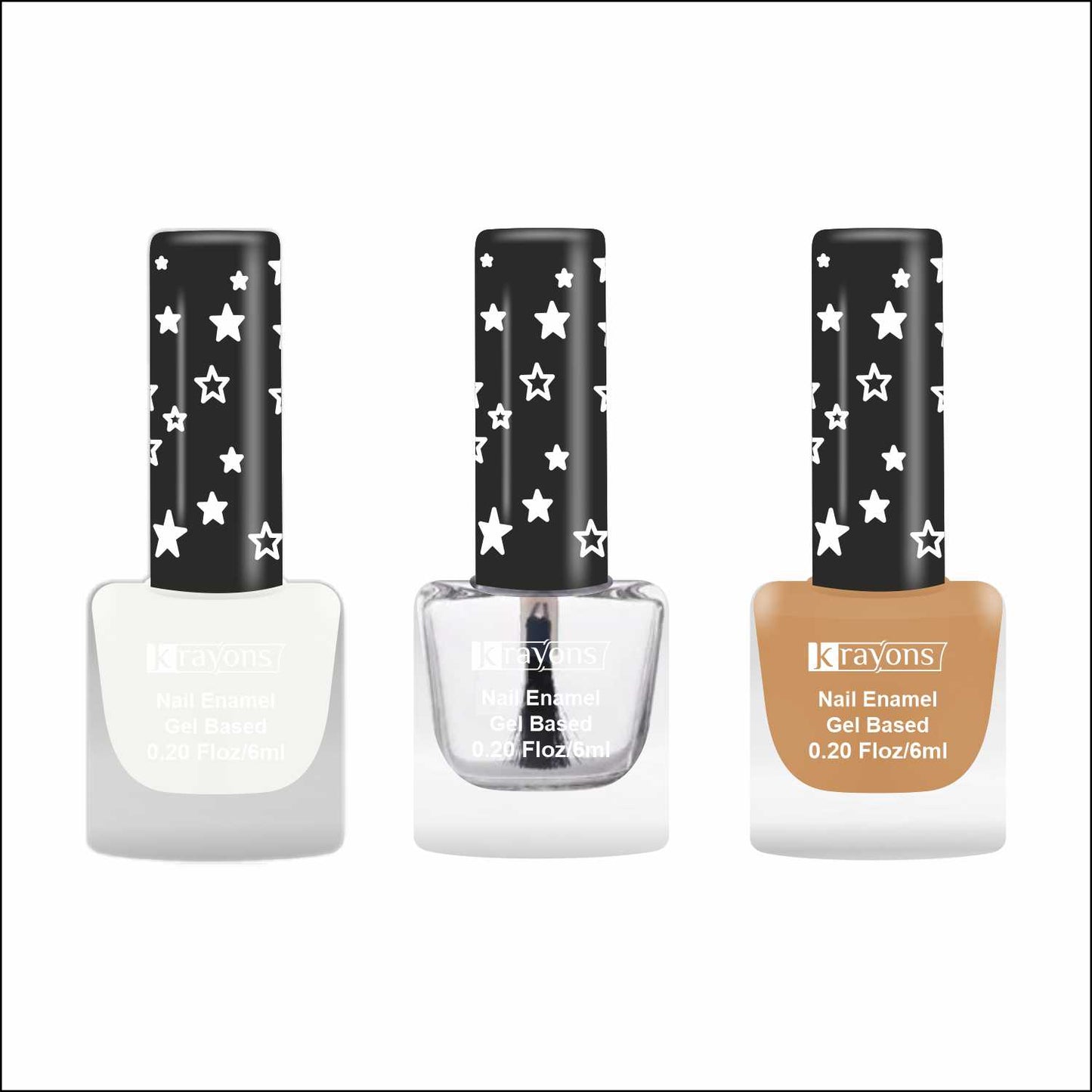 Krayons Cute Super Matte Finish Nail Enamel, Quick Dry, LongLasting, Snow White, Top Coat, Golden Matte, 6ml Each (Pack of 3)