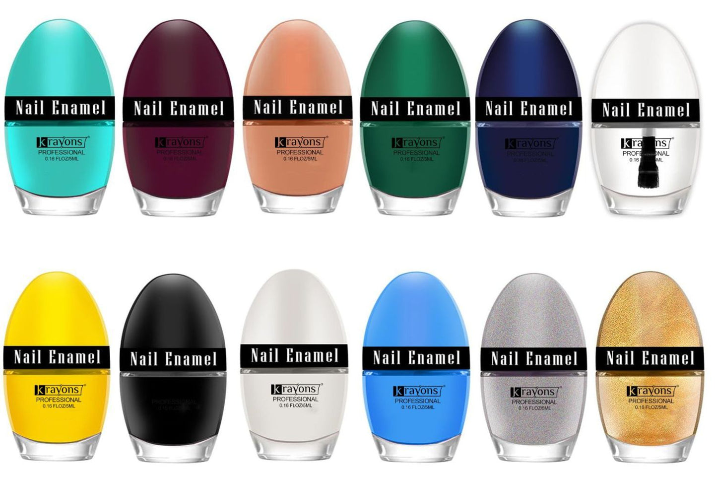 Krayons Professional Glossy Nail Paint, 5ml Each, Pack of 12 (Combo-1)