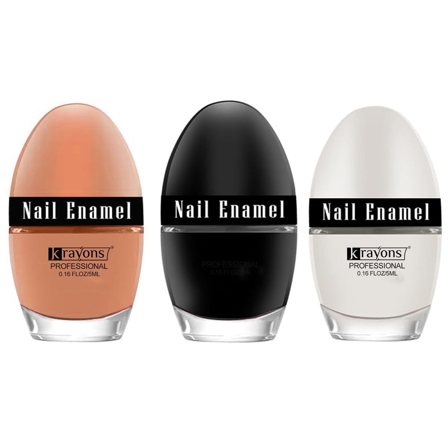 Krayons Professional Glossy Nail Paint, 5ml Each, Pack of 3 (Silver Glitter, Nude Beige, White Snow)