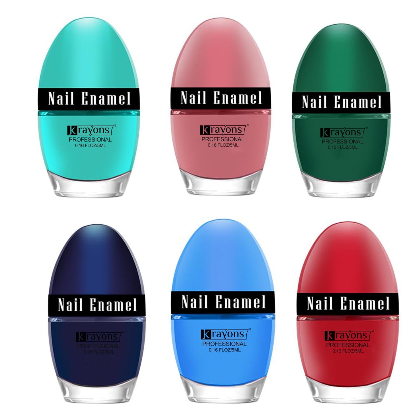 Krayons Professional Glossy Nail Paint, 5ml Each, Pack of 6 (Multicolor-7)