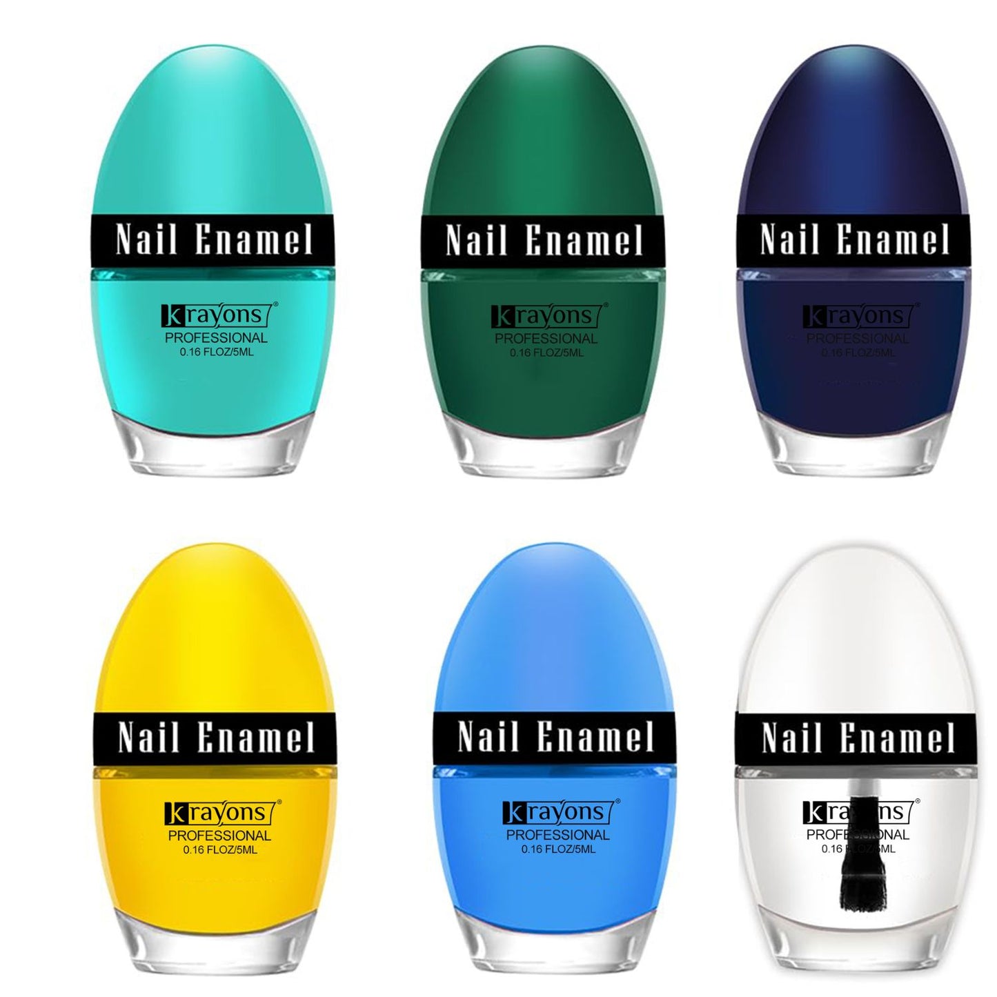 Krayons Professional Glossy Nail Paint, 5ml Each, Pack of 6 (Multicolor-17)