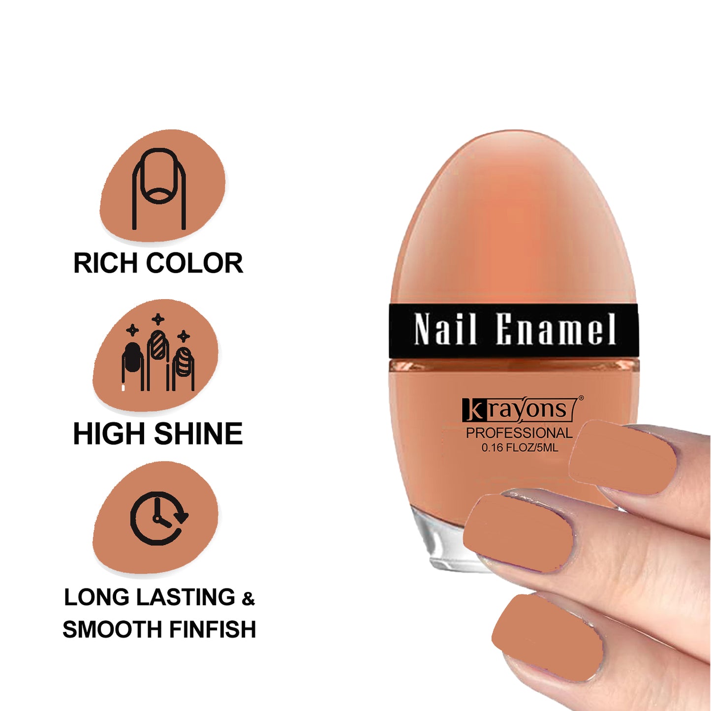 Krayons Professional Glossy Nail Paint, 5ml Each, Pack of 6 (Multicolor-11)