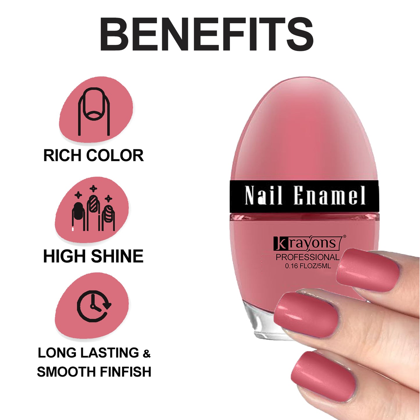Krayons Professional Glossy Nail Paint, 5ml Each, Pack of 6 (Multicolor-11)