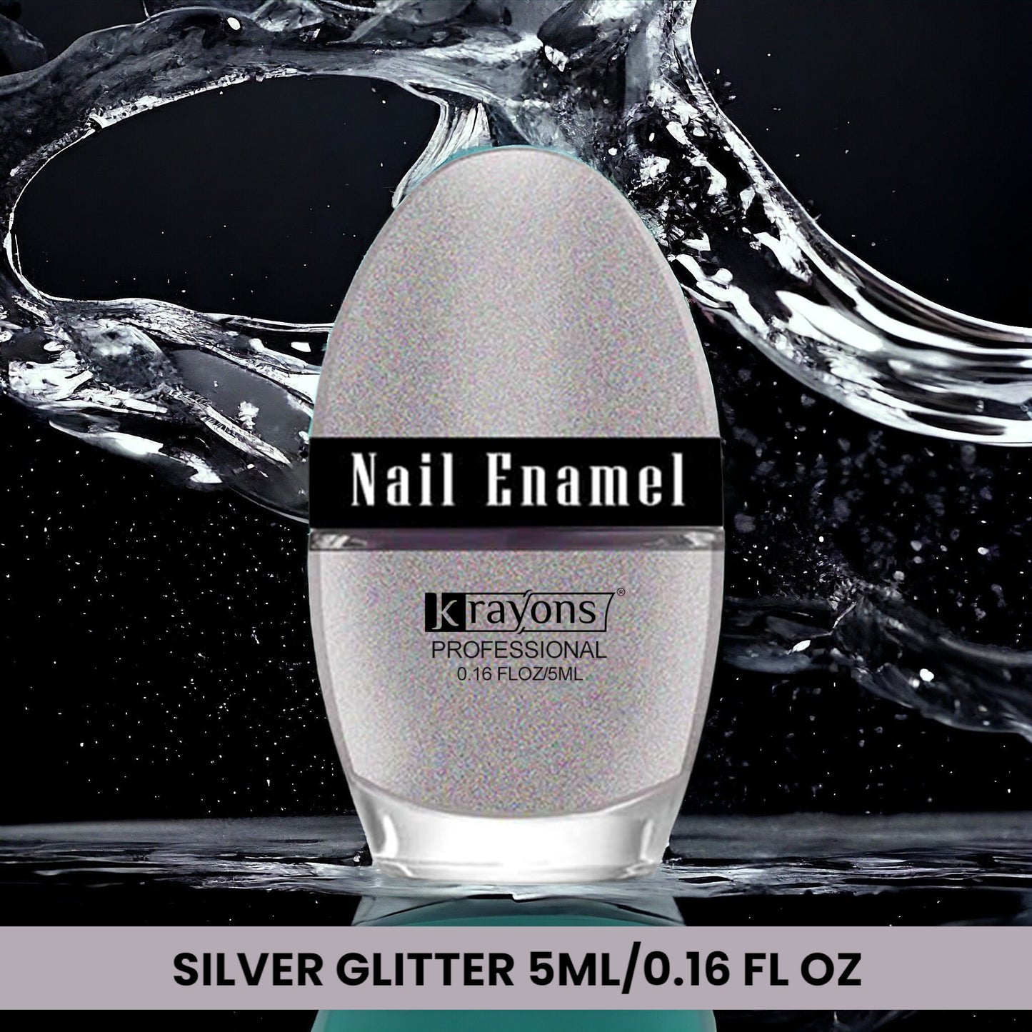 Krayons Professional Glossy Nail Paint, Silver Glitter, 5ml