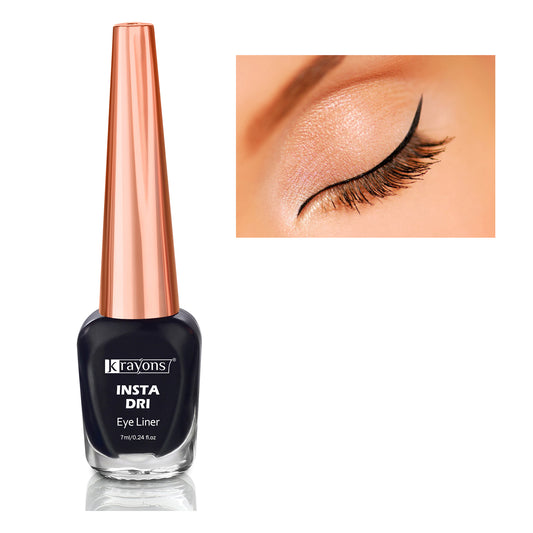 Krayons Insta Dri Sparkling Eyeliner, Waterproof, Longlasting, Black, 7ml