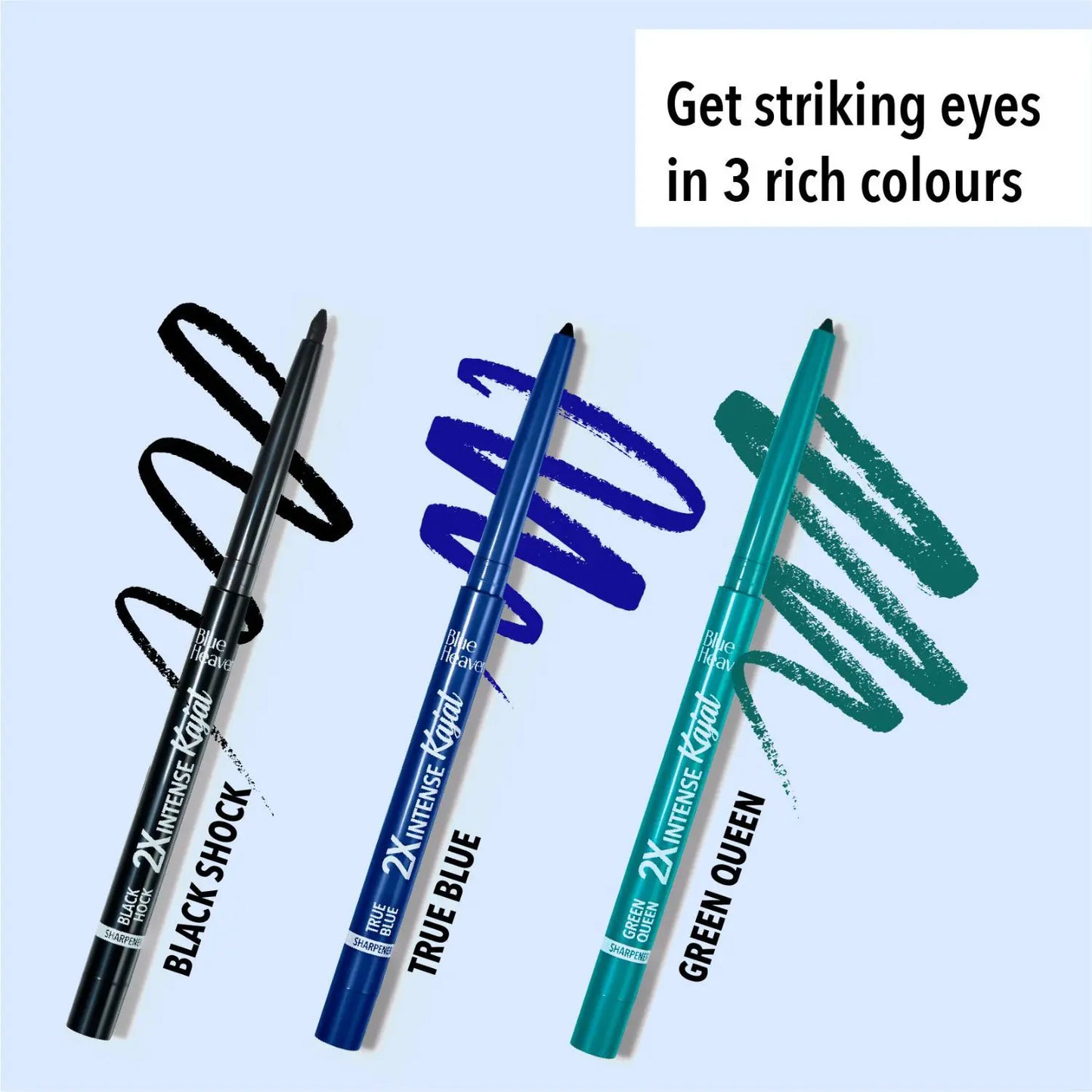 Blue Heaven 2x Intense Kajal Pencil, Black Shock,(Pack of 1)