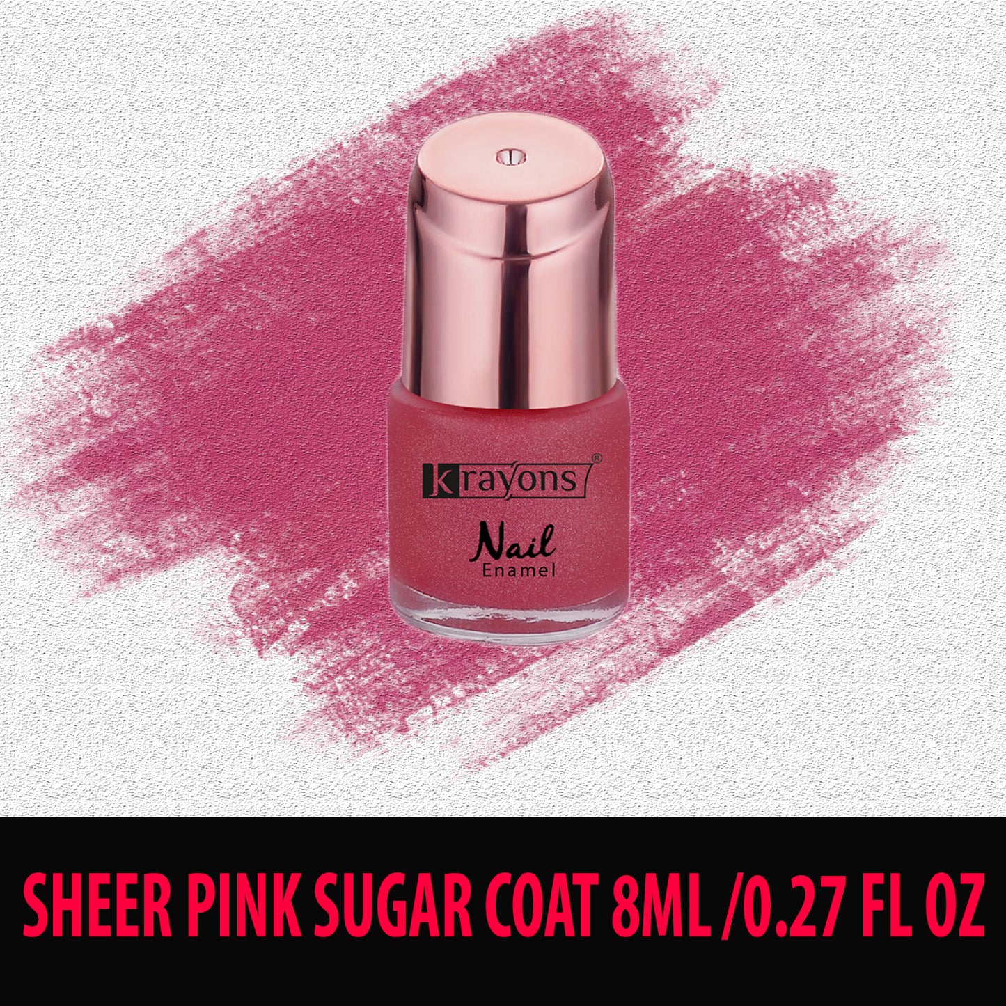 Krayons Crazy Sugar Coat Nail Enamel, Sheer Pink, Waterproof, Smudgeproof, Longlasting, 8ml