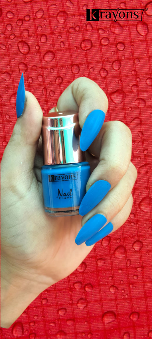 Krayons Crazy Matte Nail Enamel, Blue Eyed Girl, Waterproof, Smudgeproof, Longlasting, 8ml