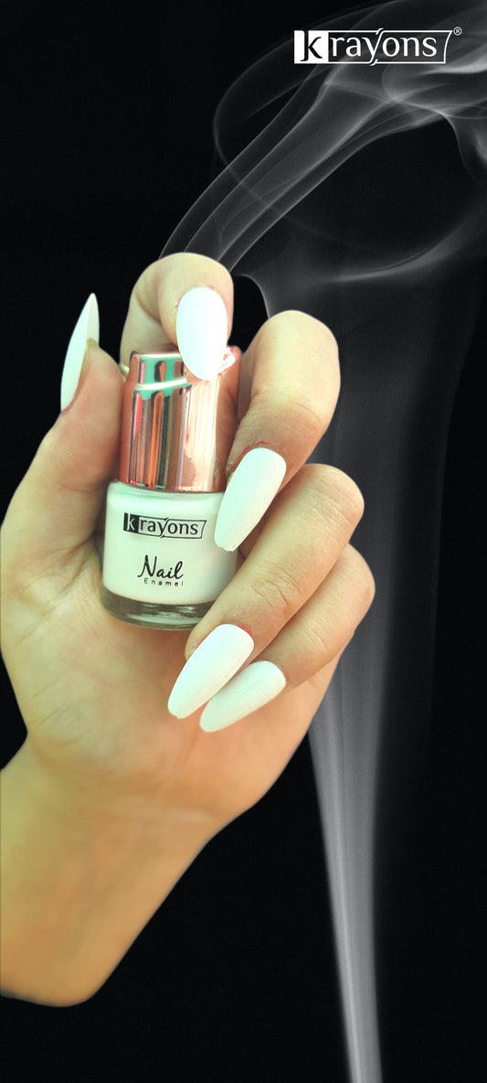Krayons Crazy Gel Nail Enamel, White Snow, Waterproof, Smudgeproof, Longlasting, 8ml