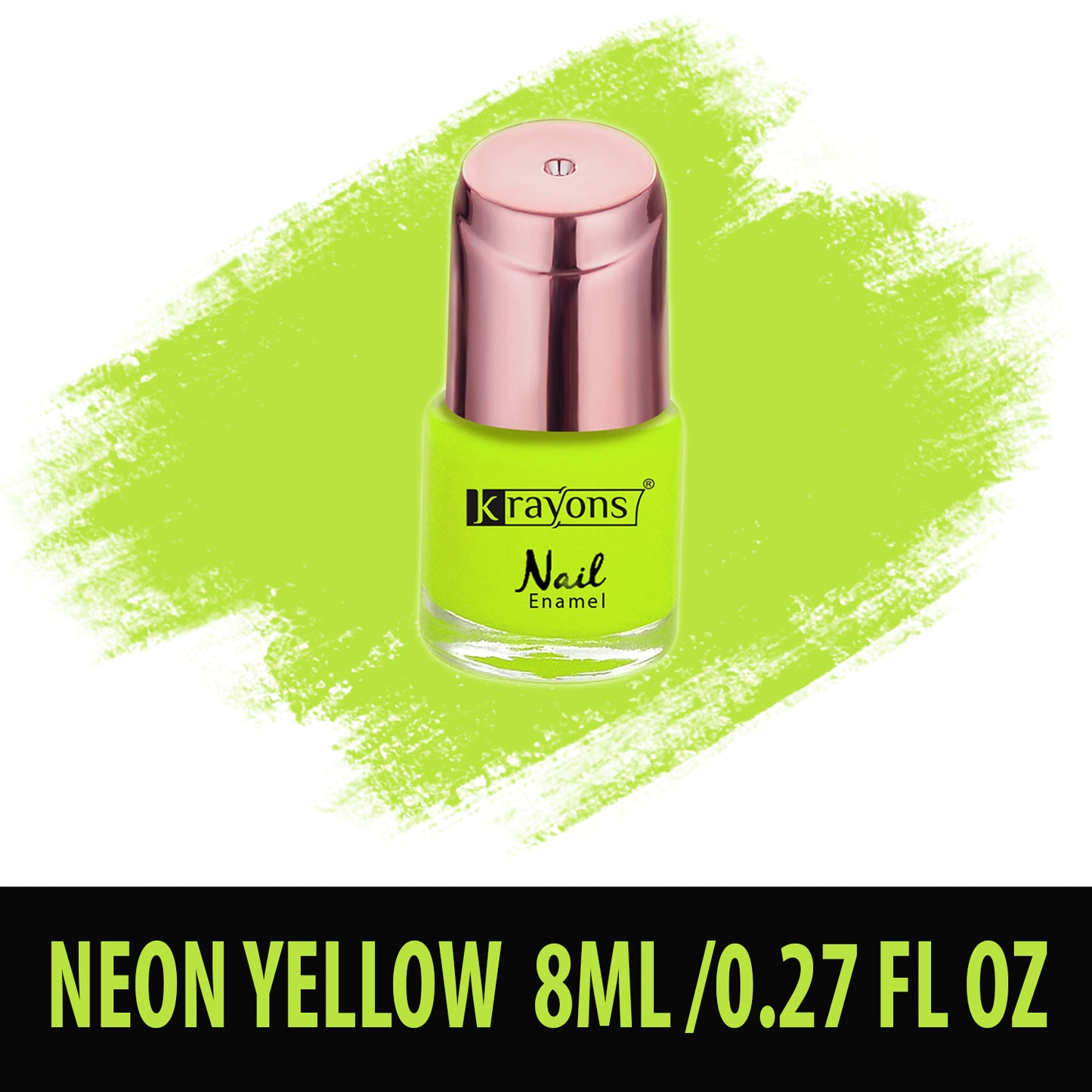 Krayons Crazy Gel Nail Enamel, Neon Yellow, Waterproof, Smudgeproof, Longlasting, 8ml