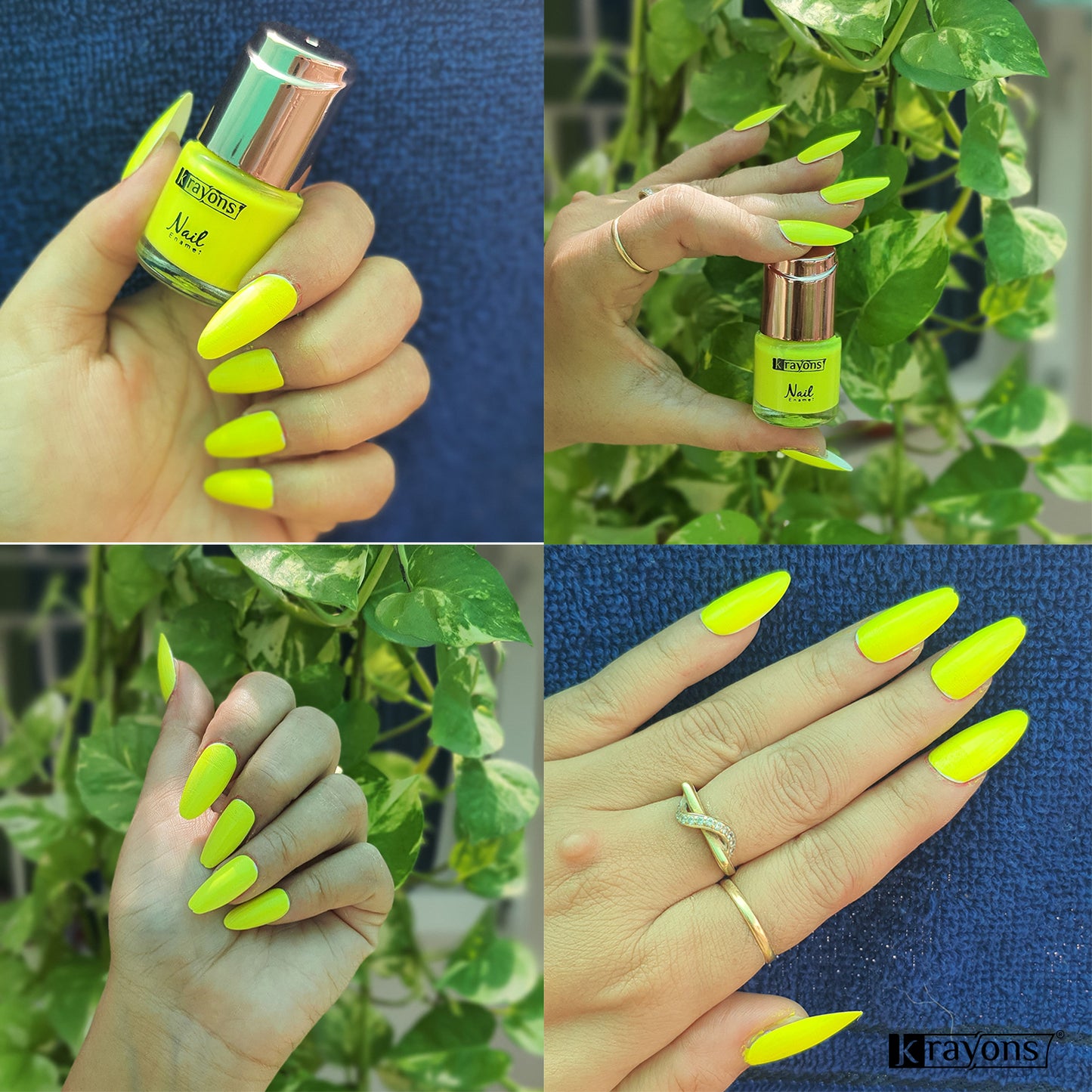 Krayons Crazy Gel Nail Enamel, Neon Yellow, Waterproof, Smudgeproof, Longlasting, 8ml