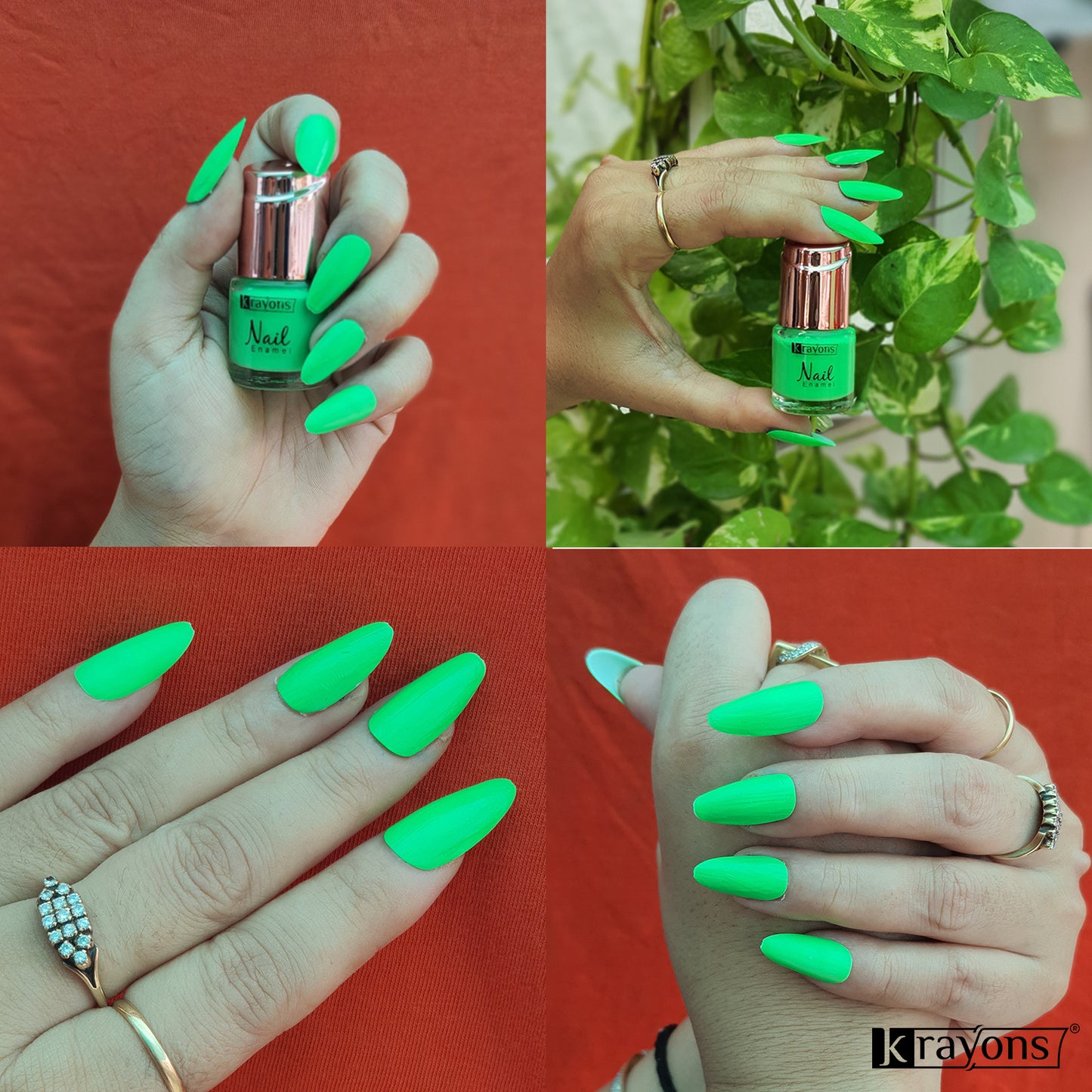 Krayons Crazy Gel Nail Enamel, Neon Green, Waterproof, Smudgeproof, Longlasting, 8ml