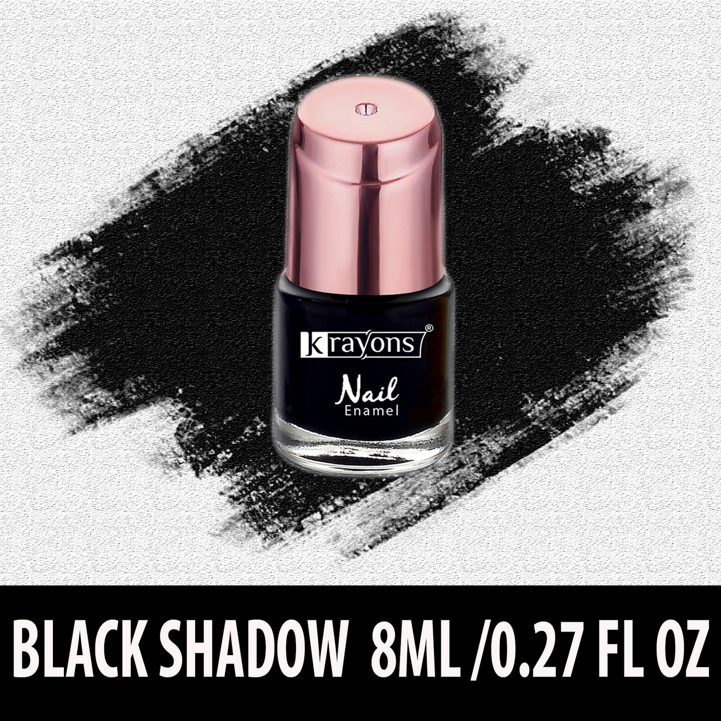 Krayons Crazy Gel Nail Enamel, Black Shadow, Waterproof, Smudgeproof, Longlasting, 8ml