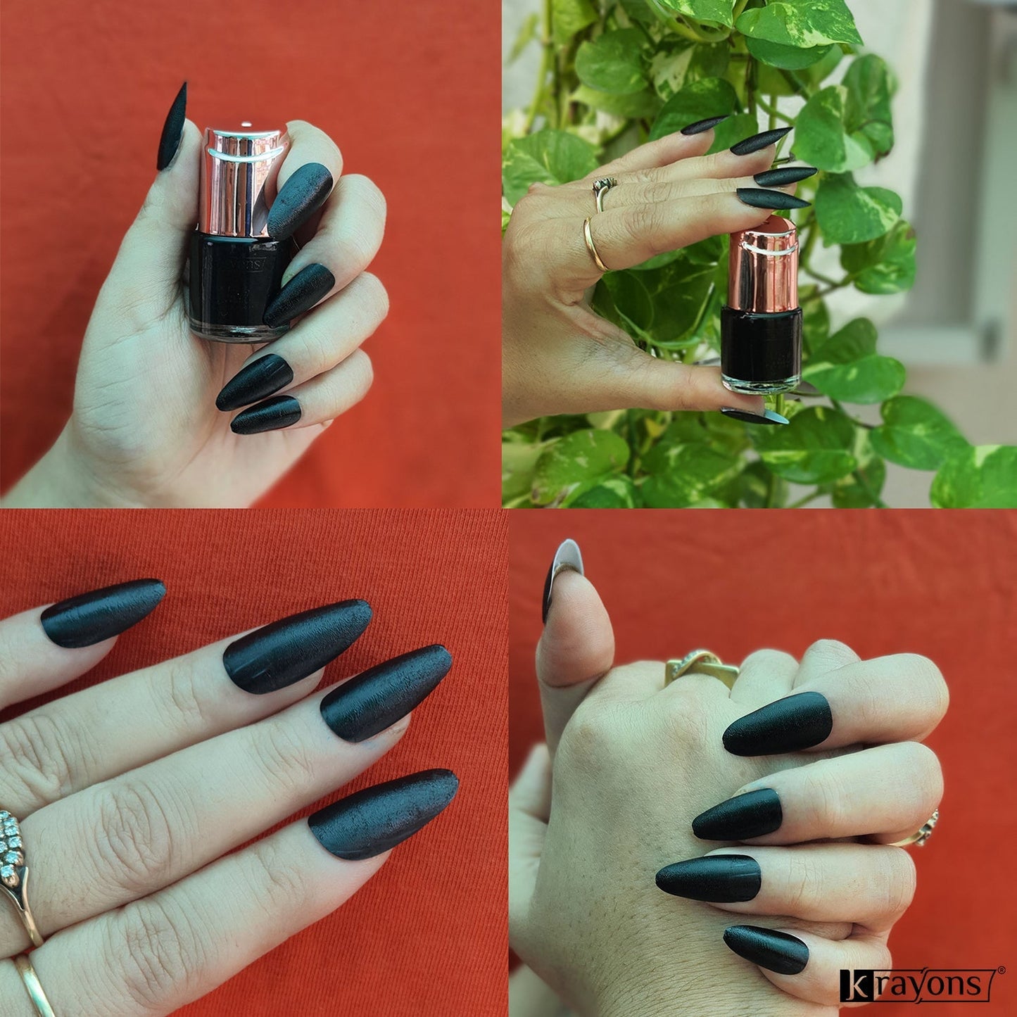Krayons Crazy Gel Nail Enamel, Waterproof, Longlasting, 8ml Each, Multicolor, Pack of 4 (White Snow, Top Coat, Black Shadow, Shimmer Silver)
