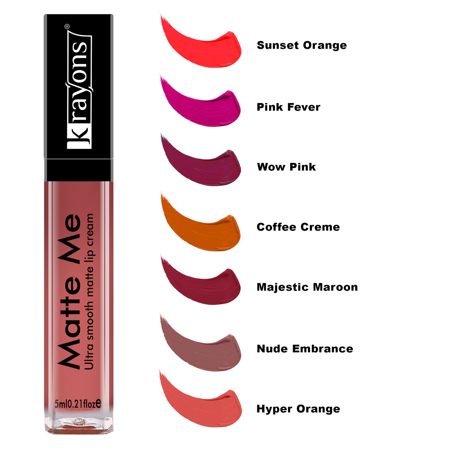 Krayons Matte Me Ultra Smooth Matte Liquid Lip Color, Mask Proof, Waterproof, Longlasting, 5ml (Nude Embrace)