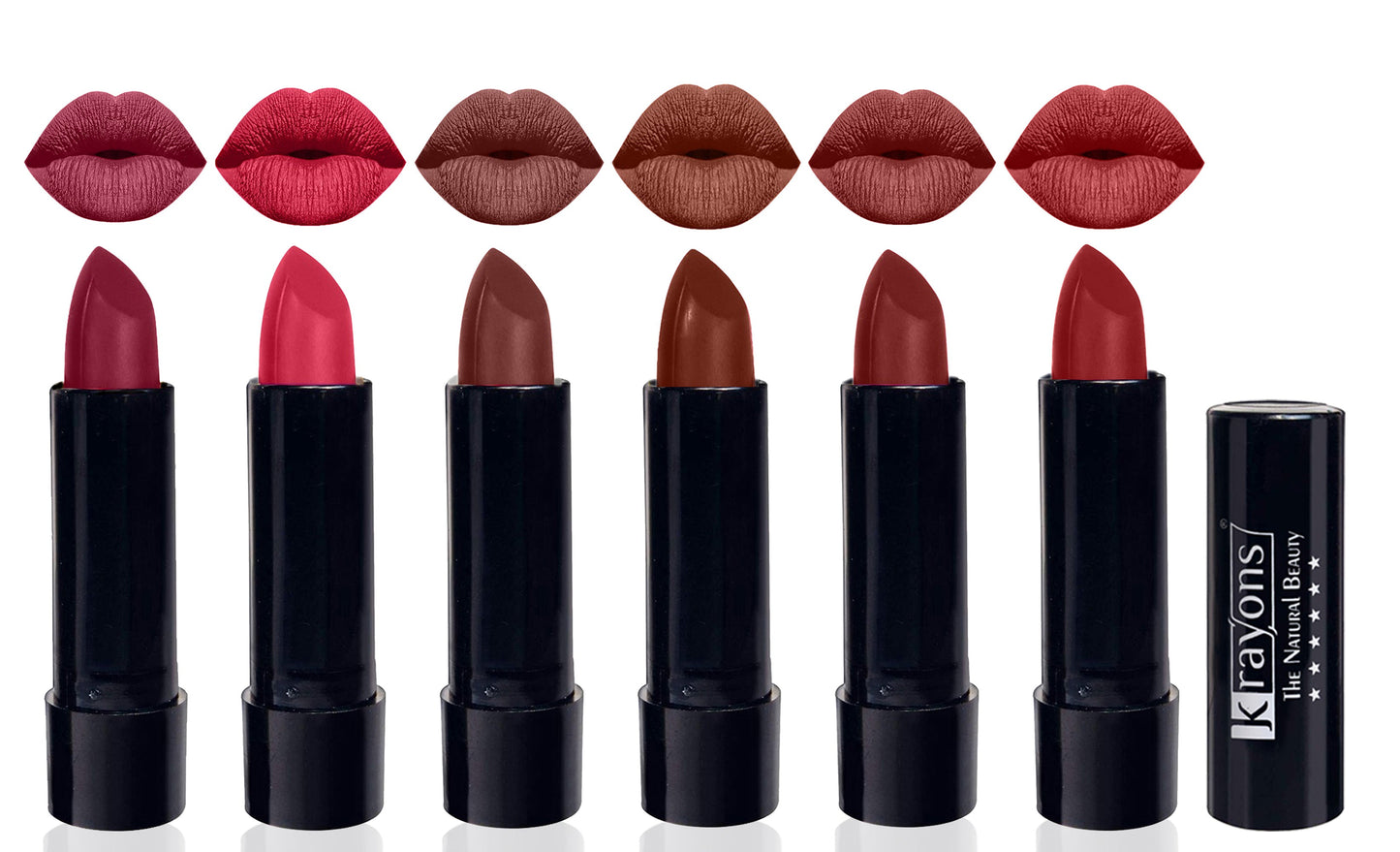 Krayons Cute Matte Lipstick, Waterproof, Longlasting, 3.5gm Each, Multicolor (Pack of 6)