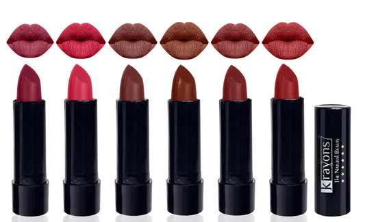 Krayons Cute  Matte Lipstick, Waterproof, Longlasting, 3.5gm Each, Multicolor (Pack of 6)