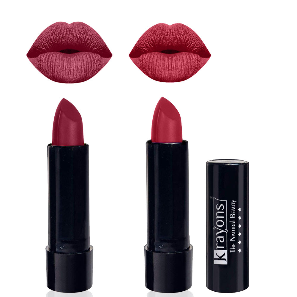Krayons Cute Matte Lipstick, Waterproof, Longlasting, 3.5gm Each, Pack of 2 (Shocking Pink, Orange Tango)